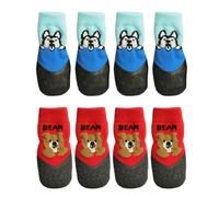 Chaussettes antidérapantes pour chien, ensemble de bottes de protection pour animaux de compagnie, couvre-pattes de 8,66 x 4,72 pouces avec traction adhérente, chaussettes en tissu de coton respirant,