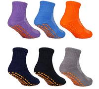 Chaussettes Antidérapantes pour Fille Garçons Bébés Enfants,6 Paires Chaussettes Basses Non-glissement Chaussons Coton Mignon (2-4 ans)