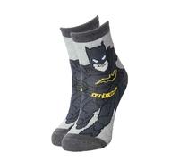 Chaussettes Antidérapantes pour Garçon, Batman, Motif Chauve-Souris, Coton Mélangé, Semelle Silicone, Jaune/Gris/Noir (FR/ES, Numérique, 27, 30, Taille normale, Noir)