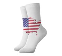Chaussettes athlétiques avec imprimé carte du drapeau des États-Unis, durables et chaudes, chaussettes longues pour hommes et femmes, vêtements de printemps et d'automne, cadeaux