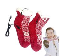 Chaussettes auto-chauffantes | Chaussettes chauffantes USB avec motif flocon de neige Chaussettes d'hiver thermiques chaudes - Fonction chauffante pour pieds portables pour homme et femme - Marche
