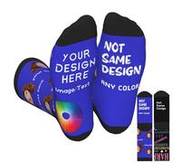 Chaussettes avec texte personnalisé, avec mots nom, image, visage, rôles de mariage, messages humoristiques, cadeau amusant de Saint-Valentin ou d'anniversaire (Design gratuit)