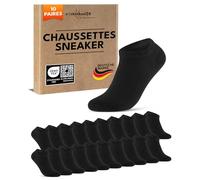Chaussettes Basses Homme Femme 10 Paires Socquettes Courtes Coton Respirantes (Noir 35-38)