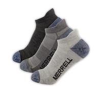 Chaussettes basses Merrell Trekker Outdoor, chaussettes de randonnée et de marche en laine, soutien de la voûte plantaire, gris anthracite chiné, petites à moyennes, lot de 3
