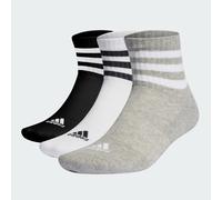 adidas Mixte 3-Stripes Cushioned Sportswear Mid-Cut Socks 3 Pairs, Medium Grey Heather / White / Black, 10.5-12.5