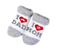 Chaussettes Bébé 0-3 Mois, Chaussettes Bébé Coton 0-3 Mois Chaussettes Drôles Disant Je t'aime Papa et Maman Nouveau-né Baby Shower Cadeaux pour Naissance Garçon Fille (Grey)
