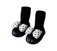 Chaussettes Bebe Fille - Bébé Style Coréen avec Nœud pour Tout-Petits De Sol pour L'Automne Idéales pour Apprendre À Marcher Chaussures Bébé Souples avec Semelle (Black2 2-25 Years)