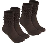 Chaussettes BRUBAKER Slouch - Chaussettes de sport pour femmes, marron foncé, taille 35-38, 2 paires