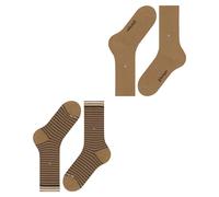 Burlington Chaussettes Homme Everyday Stripe – coton fantaisie – lot de 2 Beige Brown Sugar 40-46