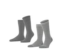 Burlington Chaussettes homme Everyday Stripe Mixed – coton fantaisie – lot de 2 paires – Gris 40-46