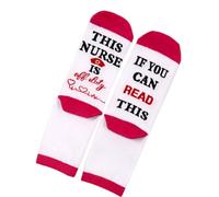 Chaussettes cadeau pour infirmière « If You Read This Offduty » en coton au milieu du mollet pour femmes et hommes à porter au quotidien, rose rouge, Taille unique
