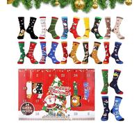 Chaussettes Calendrier de l'Avent - Chaussettes Calendrier Compte à rebours 32x25cm, Stabilité de Manchette Côtelée | Chaussures d'hiver de 24 jours avec facilité, Compte à rebours amusant pour la