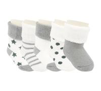 Chaussettes Chaudes d'Hiver en Coton Éponge pour Bébé, Chaussettes Thermiques pour Nouveau-Né de 6 à 12 Mois, Mignon Chaud Épaises Doux Respirant, Thermiques Au-Sous du Cheville, Gris, 5 Paires