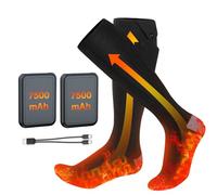 Chaussettes Chauffantes,2 × 7500 mAh/5 V Batterie Chaussette Chauffante Femme et Hommes Max.14H, Chaussette Chauffante Rechargeables en Laine 4 Réglages Température, Tailles 37-47