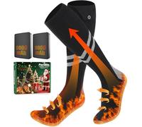 Chaussettes Chauffantes,2 × 9000 mAh/5 V Chaussette Chauffante Femme et Hommes Max.18H, Chaufferette Pieds Électriques en Laine 3 Réglages Température 45℃/58℃/70℃ pour Ski, Randonnée, Camping