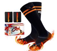Chaussettes chauffantes, 2025, chaussettes chauffantes rechargeables, batterie extra large de 5000 mAh, longue durée de vie, jusqu'à 65 °C grande surface de chauffage (contrôle du bouton, 42+)