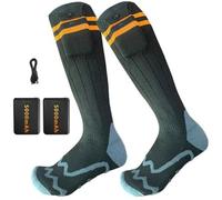 Chaussettes Chauffantes, 5000mAh Chaussette Chauffante USB Rechargeable Électrique, 4 Réglages de Température Lavables en Machine pour Ski Camping Randonnée Pêche Hiver(Orange)