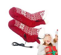 Chaussettes Chauffantes Auto-Alimentées,Alimentation USB Motif Flocon Neige Chaussettes Chauffantes Ski - Chauffage Pieds Portable Femme - pour Randonnée Ski Pêche Vélo Marche Camping par Temps