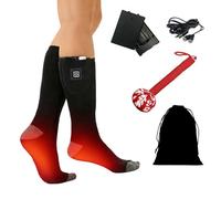 Chaussettes chauffantes avec température réglable - Piles améliorées - Unisexes - Chaussettes chauffantes électriques rechargeables pour le camping, la randonnée, le ski (B, température constante B)