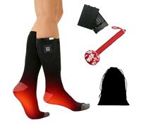 Chaussettes chauffantes avec température réglable - Piles améliorées - Unisexes - Chaussettes chauffantes électriques rechargeables pour le camping, la randonnée, le ski (B, température constante A)