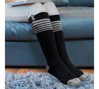 Chaussettes chauffantes, double couche, résistantes au froid, chaussettes chauffantes à long tube, chaussettes chauffantes électriques 2200 mAh pour homme et femme