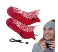 Chaussettes Chauffantes Électriques | Alimentation USB Motif Flocon Neige Chaussettes Chauffantes Ski,Chauffage Pieds Portable Femme | pour Randonnée Ski Pêche Vélo Marche Camping par Temps