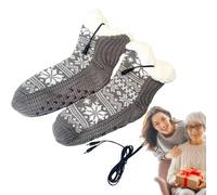 Chaussettes Chauffantes Électriques - Chauffe-pieds Thermiques Alimentés Par USB, Vêtements D'hiver À Motif Flocon De Neige | Fournitures De Chauffage Portables Pour Hommes Et Femmes, Randonnée Par Te