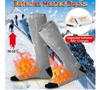 Chaussettes chauffantes électriques- Gris-360° Chaussettes Chauffantes Hommes Femmes,Chaussettes d'hiver pour Randonnée Ski M/L