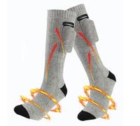 Chaussettes chauffantes électriques pour homme et femme, batterie rechargeable de 4000 mAh, lavables pour l'hiver, le travail, le camping, le ski, la pêche, la chasse, le cyclisme, la randonnée (gris)