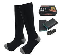 Chaussettes Chauffantes Femme,Batterie Chaussette Chauffante,USB Atterie Rechargeable,Chauffe-Pieds Thermiques Lavables pour Camping, Pêche, Randonnée, Cyclisme(Black+Gray,Socks+4000mAh)