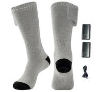 Chaussettes Chauffantes Femme, Calze Riscaldanti Lavables Chaussettes, Chaussette Chauffante Homme, 3 Réglages de Chauffage, pour Camping, Pêche, Chasse, Moto, Ski(Socks+4000mAh Batteries)