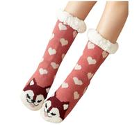 Chaussettes Chauffantes Femme Chaussettes De Noël À Tricoter, Décontracté Et Polyvalent Peluche Multicolore Rigolotes Motif Drôle Et Multicolore pour La Maison Dormir