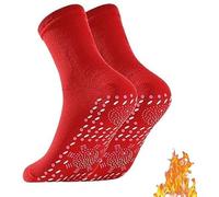 Chaussettes Chauffantes Homme, Chaussette Auto-Chauffante Antidérapante Femme, d'hiver Auto Magnétiques Tourmaline Health Sock, pour Sport Running Randonnée Camping Foot (Rouge)