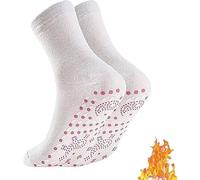 Chaussettes Chauffantes Homme, Chaussette Auto-Chauffante Antidérapante Femme, d'hiver Auto Magnétiques Tourmaline Health Sock, pour Sport Running Randonnée Camping Foot (Blanc)