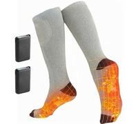 Chaussettes Chauffantes Homme Femme, 2×4000mAh Chaussette Chauffante Rechargeables, 3 Températures Réglables Chaussette Chauffante pour Activités Hivernales(Gray)