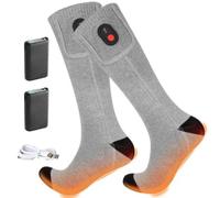 Chaussettes Chauffantes Homme Femme, 2×5000mAh Chaussette Chauffante Rechargeables, 3 Températures & 360° Chauffage Lavable pour la Chasse d'hiver, Ski, vélo, Camping(Gray)