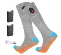 Chaussettes Chauffantes Homme Femme, 2×5000mAh Chaussette Chauffante Rechargeables, 3 Températures & 360° Chauffage Lavable pour la Chasse d'hiver, Ski, vélo, Camping(Gray1)