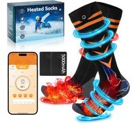 Chaussettes Chauffantes Homme Femme,Chaussette Chauffante avec Télécommande APP 5000mAh Rechargeables Chauffe Pieds 4 Niveaux Température pour Le Ski Chasse Randonnée