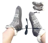 Chaussettes Chauffantes pour Femmes - Alimentation USB Motif Flocon Neige Chaussettes Chauffantes Ski,Fournitures Portables pour Hommes Femmes Travail Plein Air Hiver - Pour Randonnée Ski Pêche Vélo M