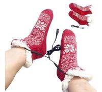 Chaussettes Chauffantes pour Femmes - Chauffantes Électriques à Motif Flocon Alimentation USB - Chauffe-Pieds Portable pour Hommes et Femmes - pour Randonnée Ski Pêche Vélo Marche Camping par Temps