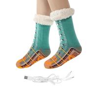 Chaussettes chauffantes pour homme - Chaussettes chauffantes USB chaudes antidérapantes - Fournitures de chauffage d'hiver pour voyage, sol, maison, bottes d'extérieur confortables pour l'automne et