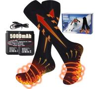 Chaussettes chauffantes pour Hommes et Femmes 2×5000mAh 5V UPS Chaussette chauffante Rechargeable avec 3 Niveaux de réglage Thermiques pour Le Sport d'hiver en Plein air