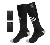 Chaussettes Chauffantes pour Hommes & Femmes, Chauffe-Pieds Chauffants À Vitesses, Lavables - pour Ski, Randonnée, Chasse, Camping, Vélo, Pêche(Black+Gray,Socks+Battery Box)