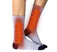 Chaussettes chauffantes rechargeables 2025, batterie USB extra large 2200 mAh avec 3 niveaux de chaleur, longue durée de vie jusqu'à 6 à 8 h, grande zone de chauffage, noir/gris, 20 x 10 x 28 cm