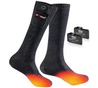 Chaussettes chauffantes rechargeables - Chaussettes chauffantes thermiques avec batterie de 4400 mAh - Pour homme et femme - Pour l'extérieur, le ski, l'hiver froid, la chasse, le camping (L, noir)