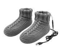 Chaussettes Chauffe-Pieds électriques avec Tissu extérieur, Grey | Connexion d ' alimentation USB attachée, électrique pour les deux pieds, couverture tricotée pour la