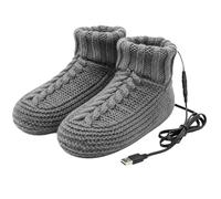 Chaussettes Chauffe-Pieds électriques avec Tissu extérieur, Grey | Poignets de cheville côtelés, doublure en polaire douce, électrique des pieds pour femmes et hommes lisant