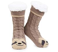 Chaussettes Chaussettes Antidérapantes Femme Hiver, Chaussons Chaussettes Femme Animaux Fantaisie, Cadeau Cocooning Femme Taille Unique 37-41 (Brun Paresseux)