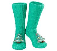 Chaussettes Chaussettes Antidérapantes Femme Hiver, Chaussons Chaussettes Femme Animaux Fantaisie, Cadeau Cocooning Femme Taille Unique 37-41 (Vert Sapin)