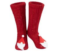 Chaussettes Chaussettes Antidérapantes Femme Hiver, Chaussons Chaussettes Femme Animaux Fantaisie, Cadeau Cocooning Femme Taille Unique 37-41 (Rouge Père Noël)